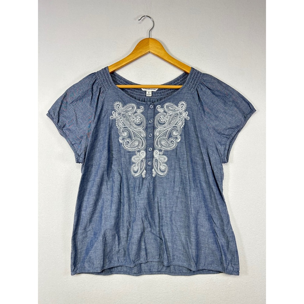 Boho Peasant Croft & Barrow Women XL Pink Blue Embroidered Smocked Blouse Bundle - Picture 2 of 11